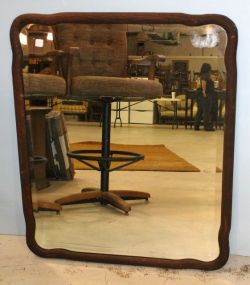 Large Beveled Mirror in Oak Frame