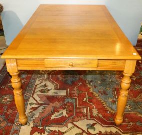 Oak Dining Table with One Drawer in Each End