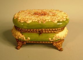 Gilt-Brass-Mounted Wave Crest Glass Elliptical Foo