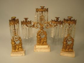 Good Three-Piece American Gilt-Brass and White Mar