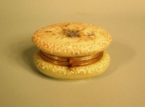 Gilt-Brass-Mounted Wave Crest Opal Glass Oval Jewe