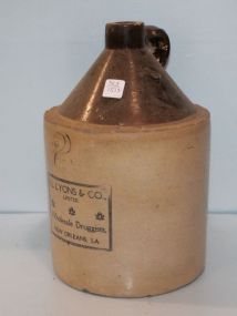 I.L. Lyons & Co. Wholesale Druggists New Orleans Stoneware Crock Jug