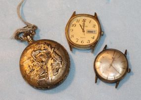 Westclox 17 Jewel Railroad Pocket Watch, Amtron Watch Face & Hamilton Automatic Watch Face