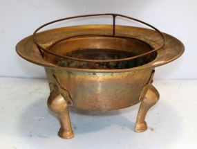 Large Footed Brass Pot