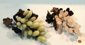 Set of Jade grapes, Rose Quartz grapes,both with jade leaves Grapes