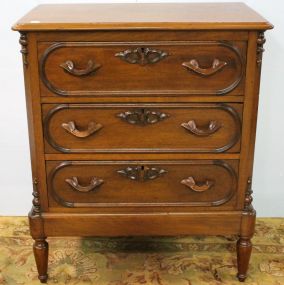 Walnut Victorian Three Drawer Chest