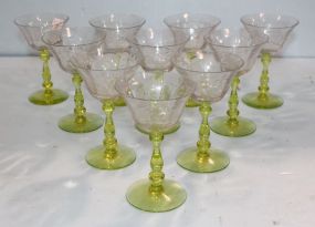 Ten Etched Stems with Vaseline Bases