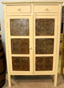 White Punched Tin Pie Safe