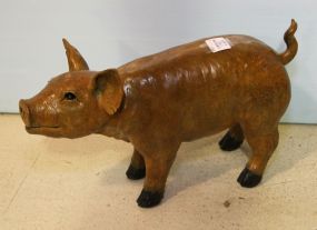 Painted Bronze Pig with Eyelashes "Wiggly"