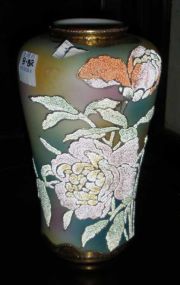 Nippon Coralene Tapered Vase