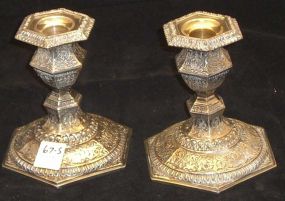Pair Durby Silver Plated Candlestick Holders