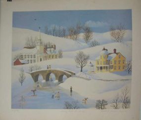 Print Titled "Skating Under The Bridge" By New Orleans Artist