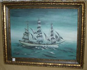 Framed acrylic on board of "Sailing Ship" by Jo Jackson