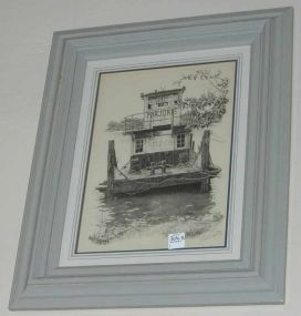 Drawing of Boat "Marjore" In Water