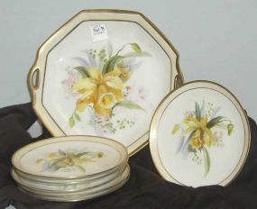 Nippon 7 pc Cake Set, Yellow Orchid Decoration