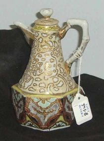 Sake Jug w/Gilt and Raised Enamel Decorations