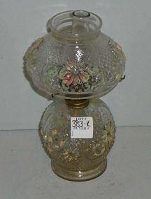 Small Pressed Clear Glass Oil Lamp "Cosmos Pattern"