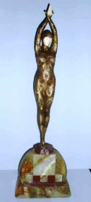 Detailed Replica of D. H. Chiparus Art Deco "Starfish" Gold Painted Bronze & Ivory