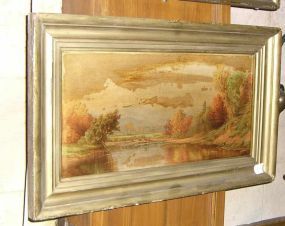 Gilt Frame Chromolithograph "Autumn in the White Mountains", Circa 1866, After A. T. Bircher