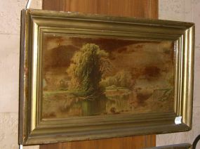 Gilt Frame Chromolithograph "Early Autumn on Esopus Creek" Circa 1866 After A. T. Bircher