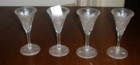 Set of 4 Cut Glass Cordials