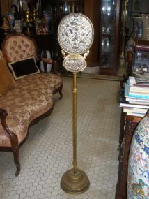 Japanese Decorated Adjustable Shaving Mirror, Birds and Floral Decoration, Japanese Lettering is "Long Life 100 Years"