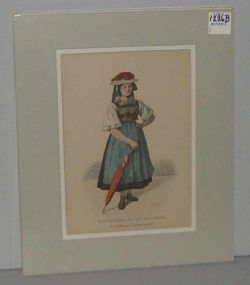 Matted Print "Bauernmadchen Aus Dem Gutachthale Im Badischen Schwarzwalde"