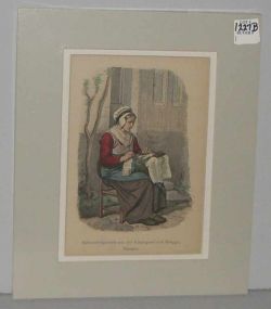 Matted Print "Spitzenklopplerin Aus Der Umgegend Von Brugge Flandern"