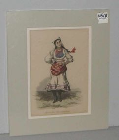 Matted Print "Kroatisches Bauernmadchen"