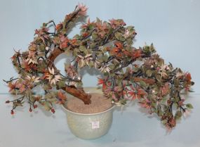 Chinese Jade Stone Tree in Celadon Porcelain Pot
