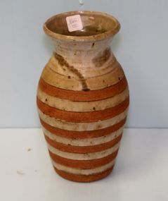 Pottery Vase with Brown Stripes