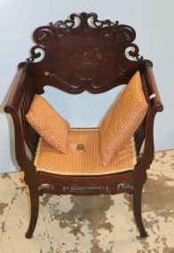 Mahogany Inlaid Saddle Seat Armchair 