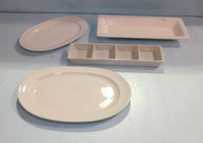 Two White West Germany Platters & Two Divided Dishes 