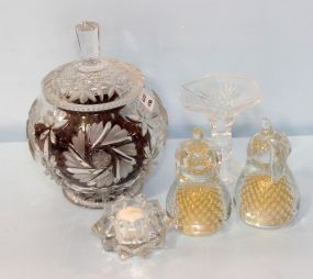 Etched Glass Jar, Paper Weights & Candle Holders