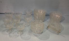 Pressed Glass Cups, Bowls & Napkin Holder
