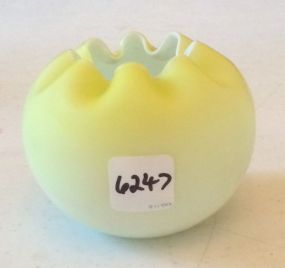 Yellow Satin Glass Rose Bowl