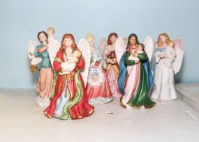 Five Homco Bisque Angels & One Lady Figurine