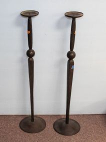 Pair of Metal Floor Candle Holders