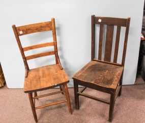 Two Oak Side Chairs
