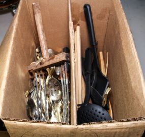 Box of Silverware & Utensils