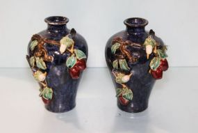 Pair of Majolica Style Pottery Vases