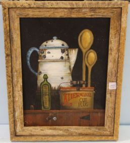 Painting of Pot, Sarsaparilla Jar, Tobacco Jar & Spoons 