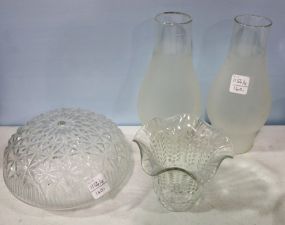 Two Frosted Shades, Ceiling Glass Shade & Tulip Glass Shade 