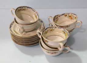 Set of Eight Hand Painted Japan Cups/Saucers
