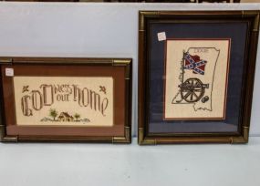 Dixie Mississippi Needlepoint & God Bless Our Home Picture
