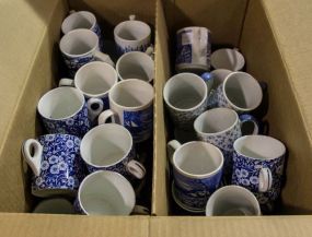 Group of Blue and White Mugs