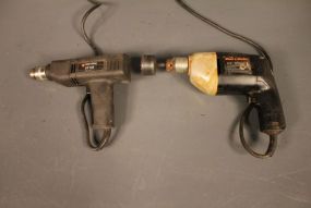 Two Black and Decker 3/8" Drills