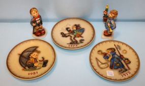 Pair Goebel Figurines & Hummel Plates