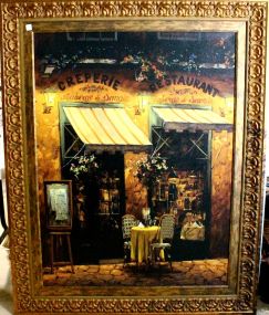 Large Oil on Board Restaurant Scene