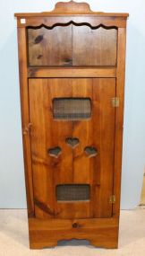Pine Single Door Cabinet with Heart Designs